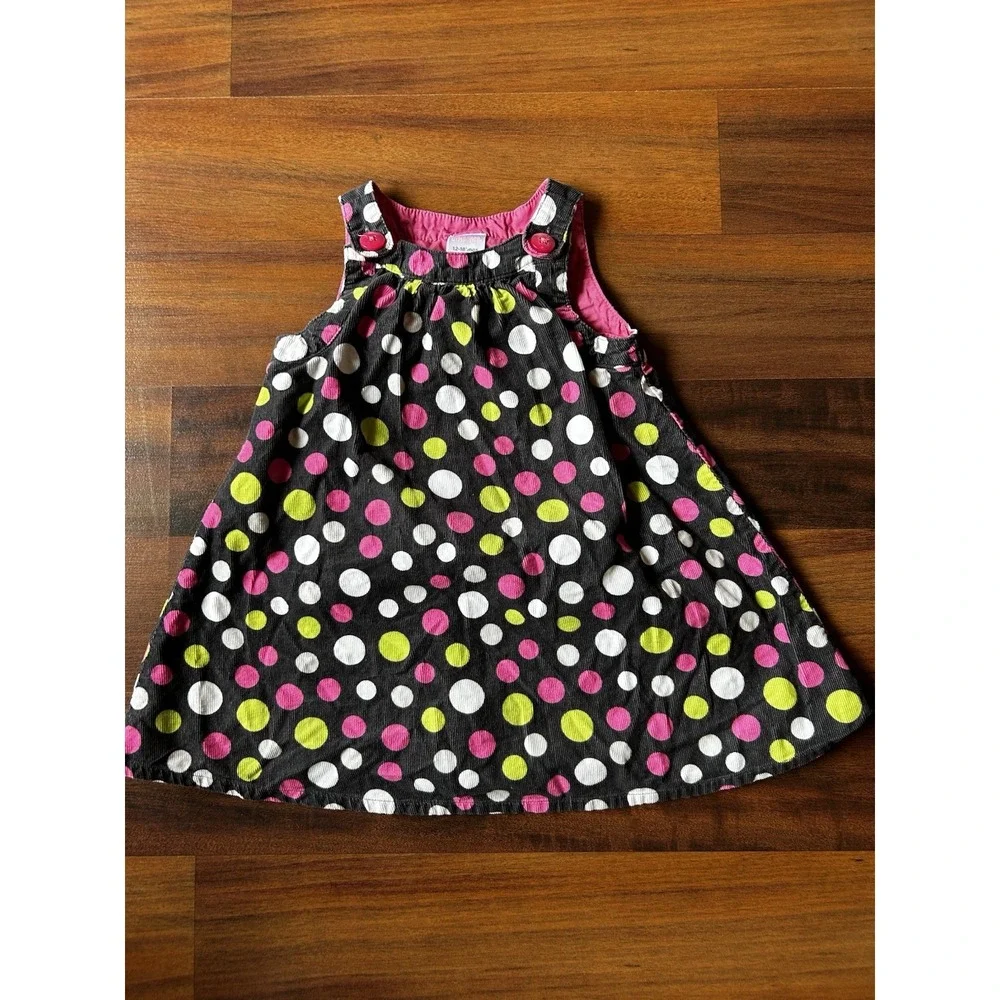 2010 Gymboree‎ Winter Girls Corduroy Jumper Dress Polk A Dots Size 12-18